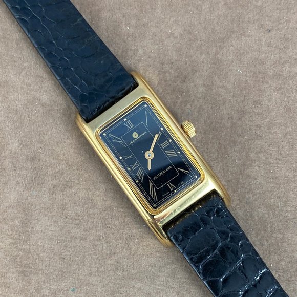 Vintage 1980's JB Champion Tank Style Gold Watch Gold Hands Roman Numerals - Picture 4 of 9